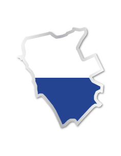 Gemeente sticker Kampen met witte en blauwe vlag