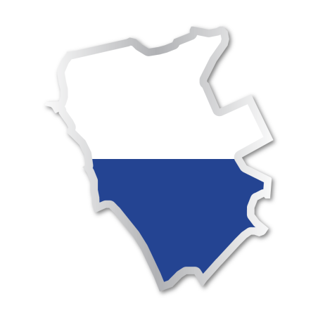 Gemeente sticker Kampen met witte en blauwe vlag