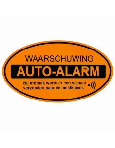 Auto alarm waarschuwing sticker met witte achtergrond als clean productbeeld