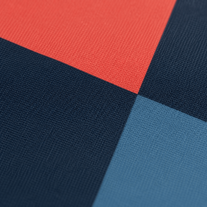 Close-up van de print en textielstructuur van het Flag-materiaal