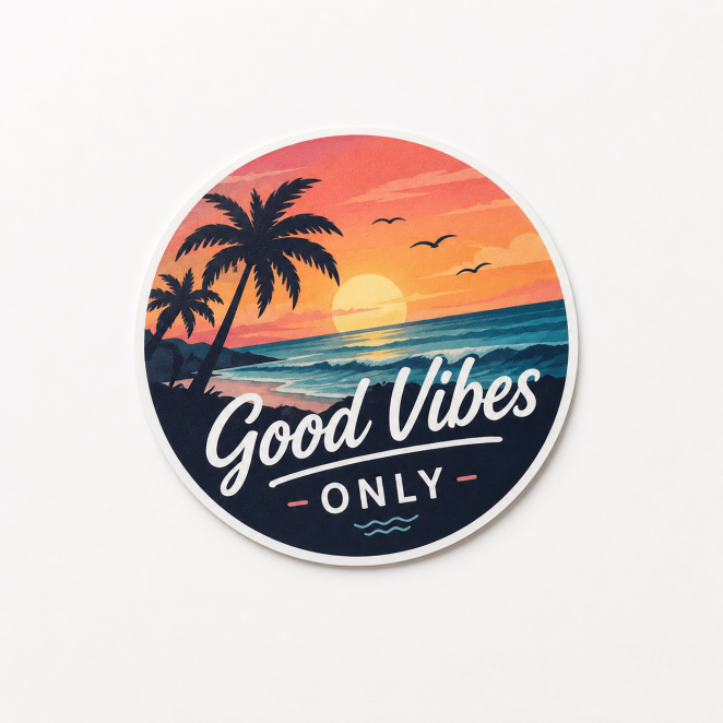 Ronde koffersticker met eigen ontwerp vrijstaand