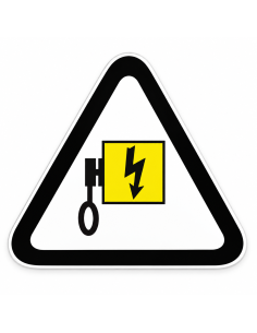 Elektra afsluiter pictogramsticker waarschuwing zwart wit vooraanzicht