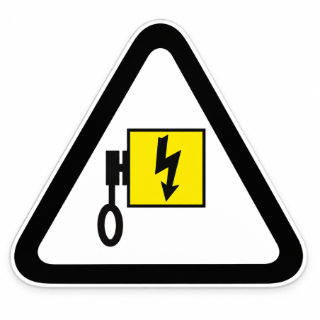 Elektra afsluiter pictogramsticker waarschuwing zwart wit vooraanzicht
