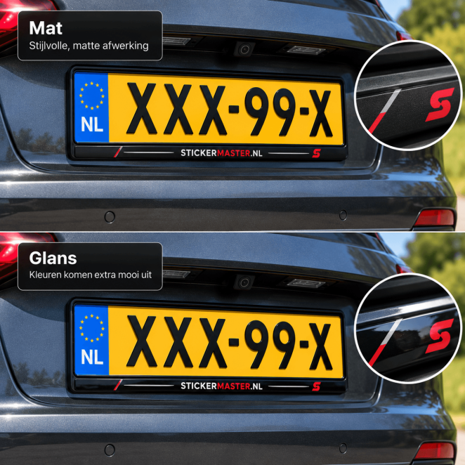 Kentekensticker eigen tekst in matte en glanzende afwerking