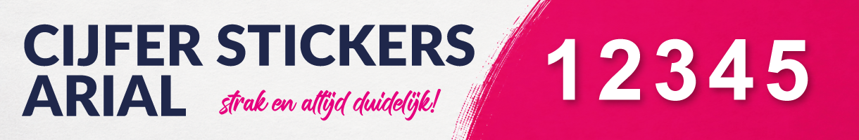 Cijfer stickers Arial kopen, losse cijfers op maat